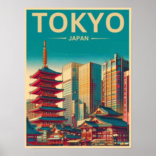 東京日本の旅行ヴィンテージ ポスター (正面)
