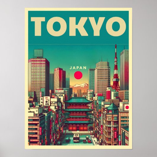 東京日本の旅行ヴィンテージ ポスター (正面)