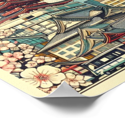 東京日本の旅行ヴィンテージ ポスター (角)