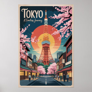 東京日本イラスト旅行アートヴィンテージ ポスター