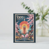 東京日本イラスト旅行アートヴィンテージ ポストカード (スタンド正面)