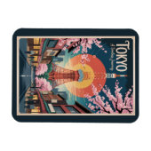 東京日本イラスト旅行アートヴィンテージ マグネット (横)