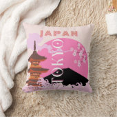 東京日本レトロ旅行芸術ピンク クッション (ブランケット)