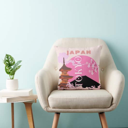 東京日本レトロ旅行芸術ピンク クッション (椅子)