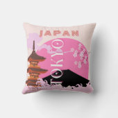 東京日本レトロ旅行芸術ピンク クッション (裏面)