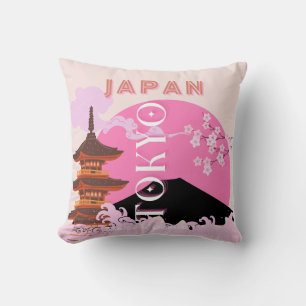 東京日本レトロ旅行芸術ピンク クッション