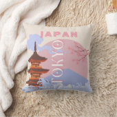 東京日本レトロ旅行芸術ピンク クッション (ブランケット)