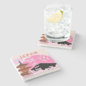 東京日本レトロ旅行芸術ピンク ストーンコースター (横)