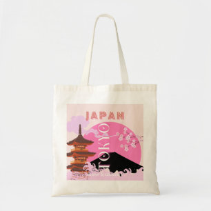 東京日本レトロ旅行芸術ピンク トートバッグ