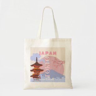 東京日本レトロ旅行芸術ピンク トートバッグ