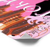 東京日本レトロ旅行芸術ピンク ポスター (角)
