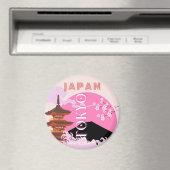 東京日本レトロ旅行芸術ピンク マグネット (インサイチュ (食洗機))