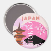 東京日本レトロ旅行芸術ピンク マグネット (正面/裏面)