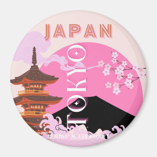東京日本レトロ旅行芸術ピンク マグネット