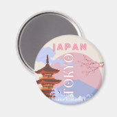 東京日本レトロ旅行芸術ピンク マグネット (正面/裏面)