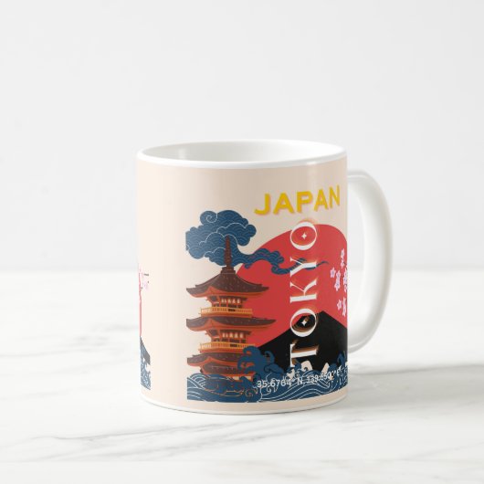 東京日本レトロ旅行芸術 コーヒーマグカップ (正面右)