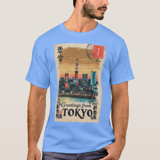 東京日本ヴィンテージトラベルレトロポストカードデザイン ヴィンテージ Tシャツ