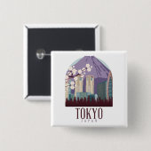 東京日本ヴィンテージ旅行ボタン 缶バッジ (正面&裏面)