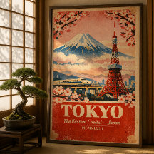 東京日本ヴィンテージ旅行ポスター – レトロな壁のアート