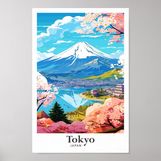 東京日本ヴィンテージ旅行ポトレイトイラストレーション ポスター (正面)