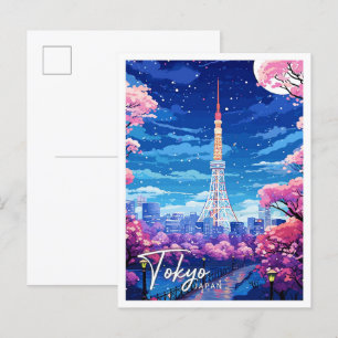 東京日本ヴィンテージ芸術旅行イラストレーション ポストカード