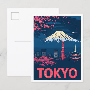 東京日本ヴィンテージ芸術旅行イラストレーション ポストカード
