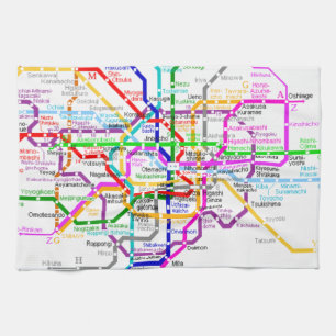 東京日本地下鉄の地図 キッチンタオル