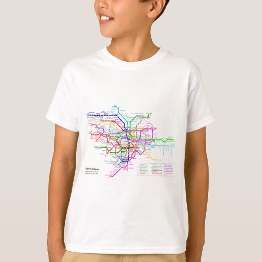 東京日本地下鉄の地図 Tシャツ (正面)