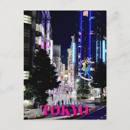 東京日本夜のネオンの光 ポストカード (正面)