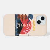 東京日本旅行アート、レトロな旅行アート iPhone 15ケース (裏面横)