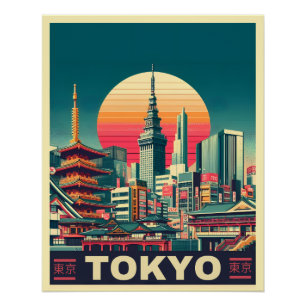東京日本旅行レトロな街並みのギフト ポスター