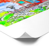 東京日本旅行水カラー手描き ポスター (角)