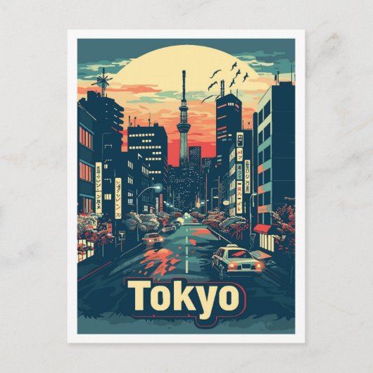 東京日本美術ヴィンテージ旅行イラストレーション ポストカード (正面)