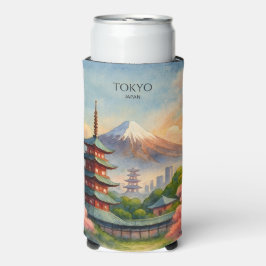東京日本都市景観水彩お土産 スリム缶クーラー