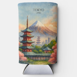 東京日本都市景観水彩お土産 スリム缶クーラー