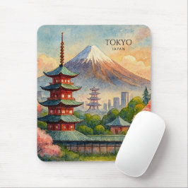 東京日本都市景観水彩お土産 マウスパッド