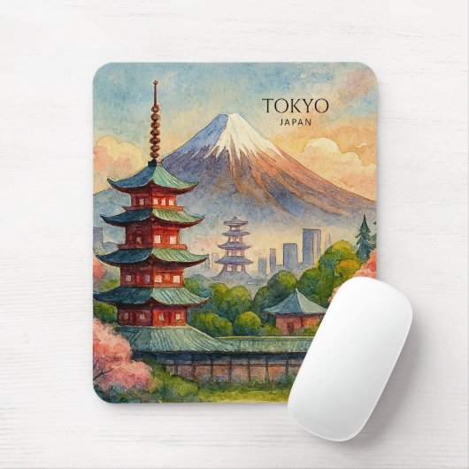 東京日本都市景観水彩お土産 マウスパッド (マウス)