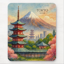 東京日本都市景観水彩お土産 マウスパッド