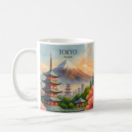 東京日本都市景観水彩画のお土産 コーヒーマグカップ