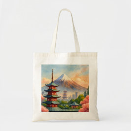 東京日本都市景観水彩画のお土産 トートバッグ