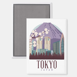 東京日本 - ビンテージ旅行ポスター風 マグネット