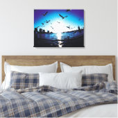 東京湾の空中魚眼レンズ キャンバスプリント (インサイチュ (寝室))