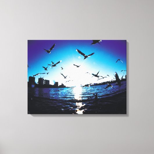 東京湾の空中魚眼レンズ キャンバスプリント (正面)