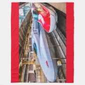 東京駅で新幹線2本 フリースブランケット (正面)