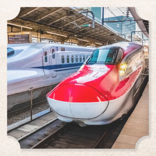 東京駅で新幹線2本 ペーパーコースター (正面)