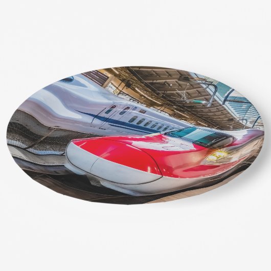 東京駅で新幹線2本 ペーパープレート (アングル)