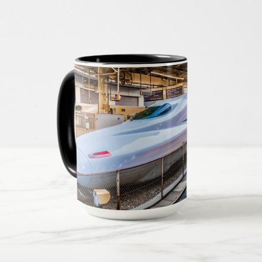 東京駅で新幹線2本 マグカップ (正面左)