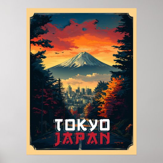 東京:富士山と街並み ポスター (正面)