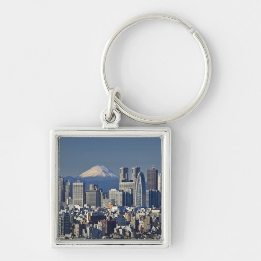 東京、新宿区のスカイライン、富士山、 キーホルダー (正面)