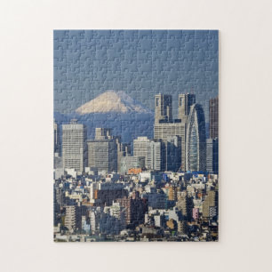 東京、新宿区のスカイライン、富士山 ジグソーパズル